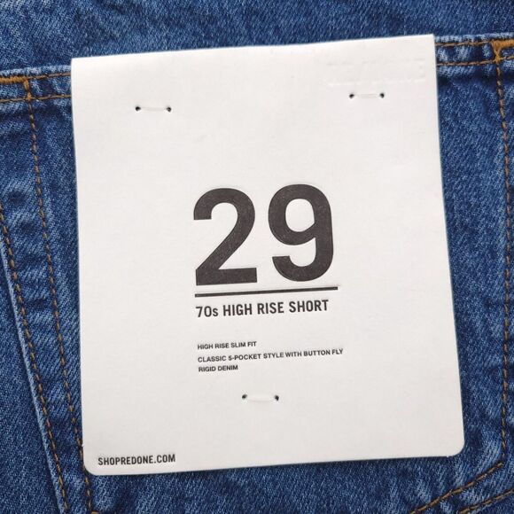 Re/Done 70s High Rise Short High Tide Slim Fit Rigid Denim Button Fly Size 29 - Picture 10 of 11